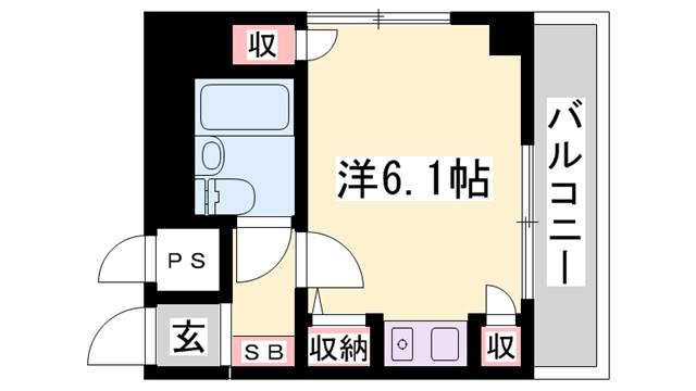 藤和シティコア姫路駅前(ワンルーム/2階)の間取り写真