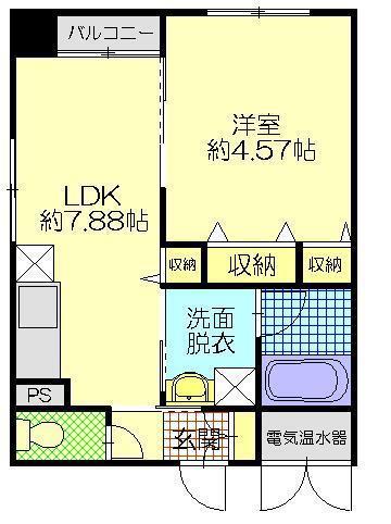 イーグルバレー(1LDK/2階)の間取り写真