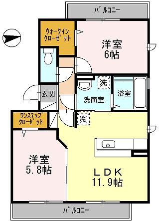 ガーデンコート金岡(2LDK/3階)の間取り写真