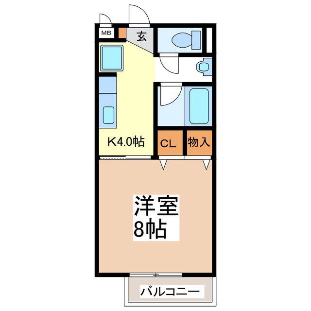 サープラスK-1(1K/2階)の間取り写真