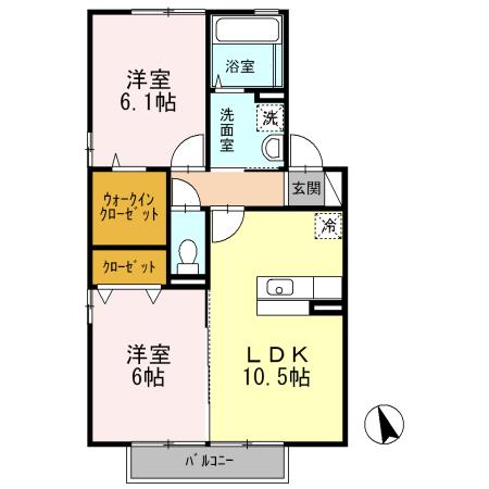 フロラシオン 西館(2LDK/2階)の間取り写真