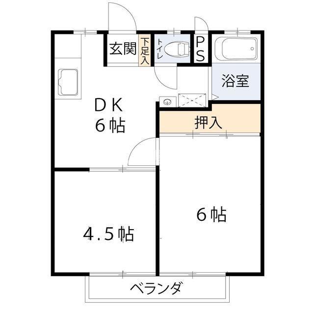 サンライズ湘南(2DK/2階)の間取り写真