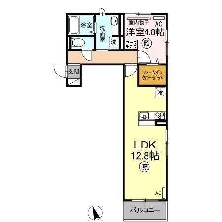 恵比寿V(1LDK/2階)の間取り写真
