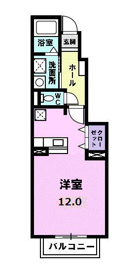 ピュア・トーン(ワンルーム/1階)の間取り写真