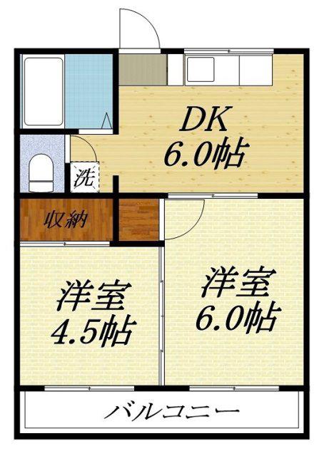 コーポ・バイザリヴァー(2K/2階)の間取り写真