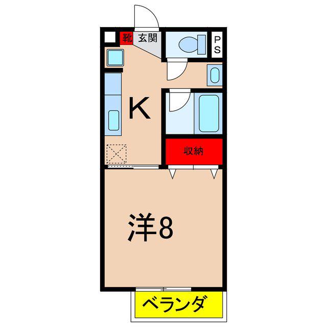 メゾン稲丘B(1K/2階)の間取り写真