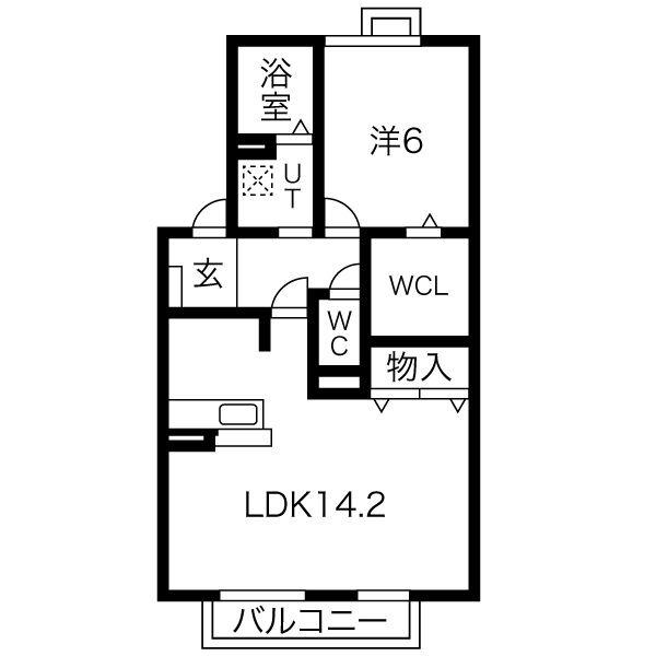 QUATRE FEUILLES 向日町(1LDK/2階)の間取り写真