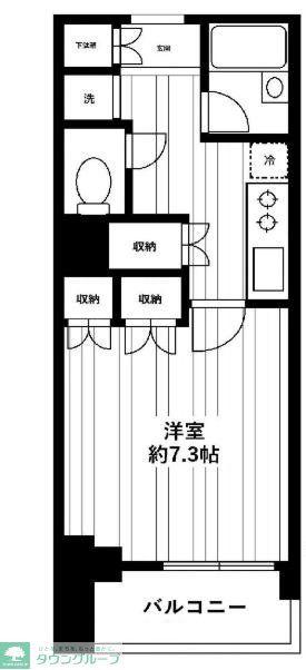 サンウッド文京千駄木フラッツ(1K/2階)の間取り写真