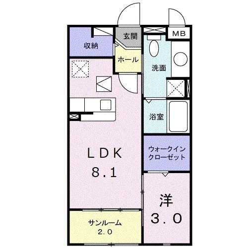 セレーノ(1LDK/1階)の間取り写真
