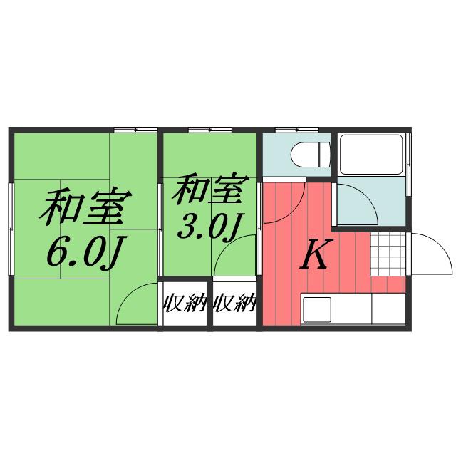 小松荘(2K/2階)の間取り写真