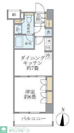 パークスフィア中野富士見町(1DK/7階)の間取り写真