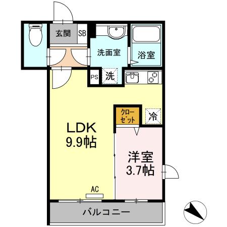 アルモ井の頭(1LDK/2階)の間取り写真