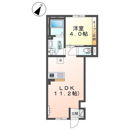 南国市小籠アパート(1LDK/1階)の間取り写真