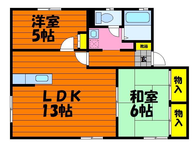 フレグランス水江 II(2LDK/2階)の間取り写真