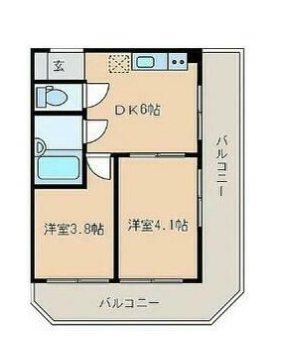 シャトー千間台(2DK/3階)の間取り写真