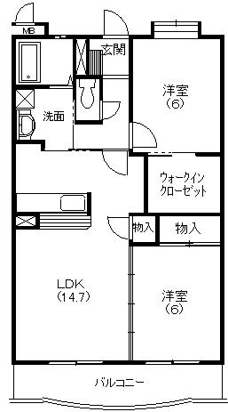 エトワール葵(2LDK/4階)の間取り写真