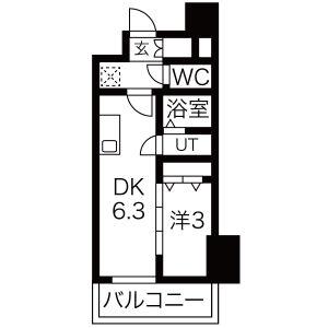 メイクスWアート名駅南III(1DK/2階)の間取り写真