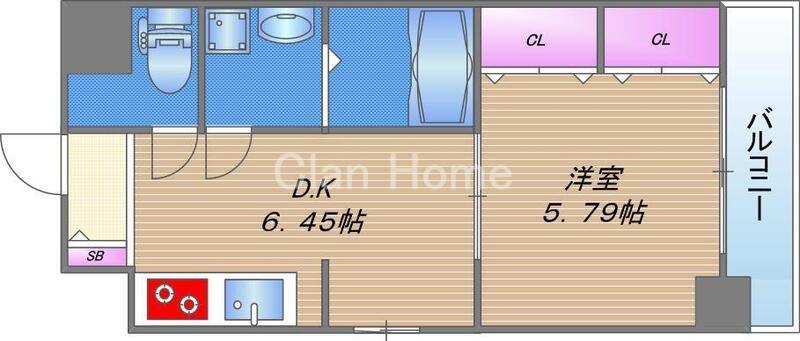 グランシャイニー(1DK/6階)の間取り写真