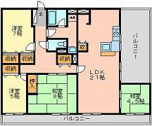 ロビニエ豊成(4LDK/7階)の間取り写真