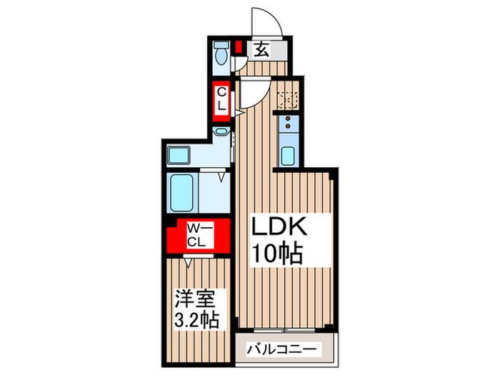 ヒカルサ狭山広瀬台ノース(1LDK/1階)の間取り写真