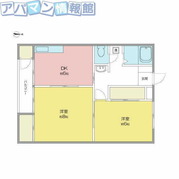 コーポラス翔(2DK/2階)の間取り写真
