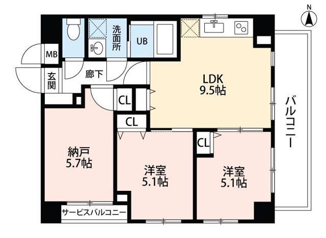 成美トラスト加賀II(2SLDK/2階)の間取り写真