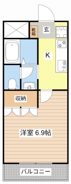エスポアール堅田(1K/1階)の間取り写真