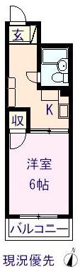 ルーエ霞町(1K/6階)の間取り写真