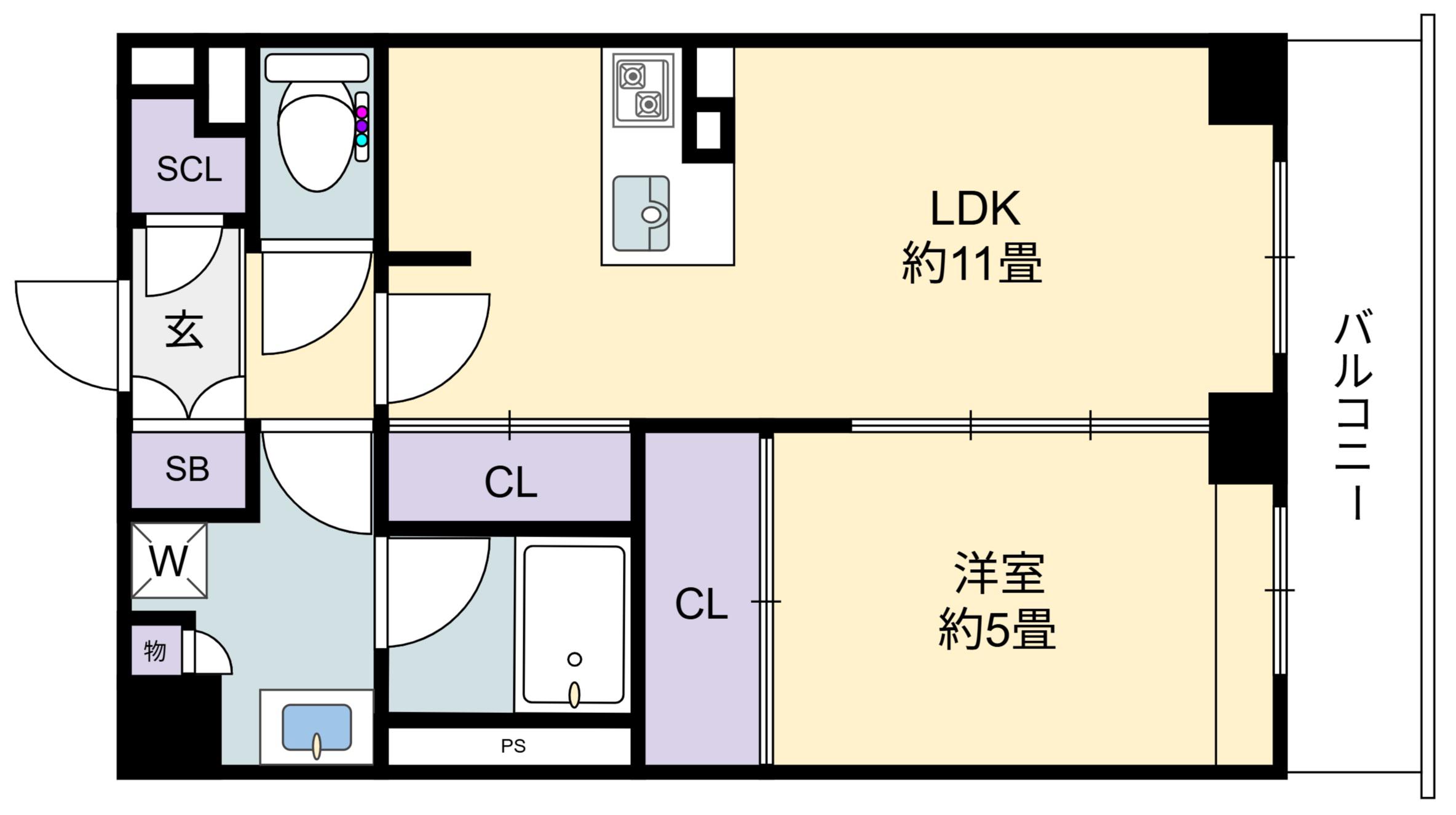シャーメゾン山崎(1LDK/4階)の間取り写真