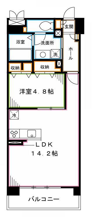 エストレリータ新宿落合(1LDK/1階)の間取り写真