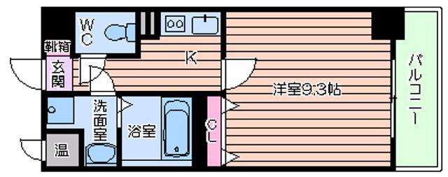 プロスペクト美章園(1K/2階)の間取り写真