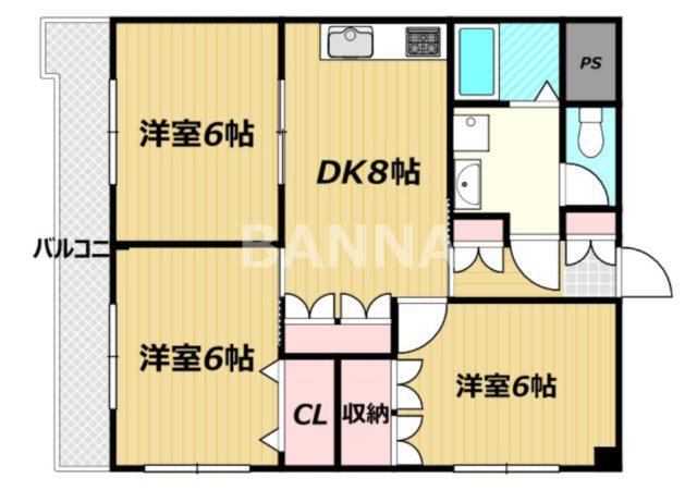 ブライトン円山(3DK/4階)の間取り写真