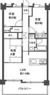 ファミール鳥飼(3LDK/2階)の間取り写真