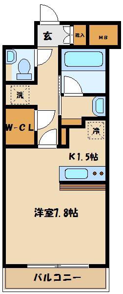 COURS(1K/7階)の間取り写真