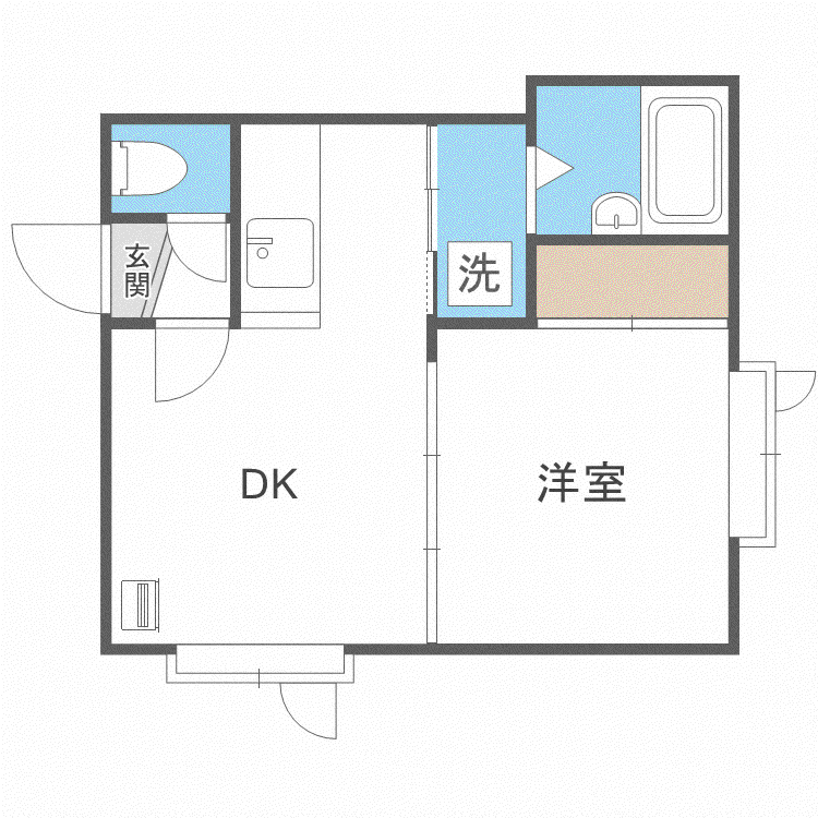 ビブレ学園前(1DK/2階)の間取り写真