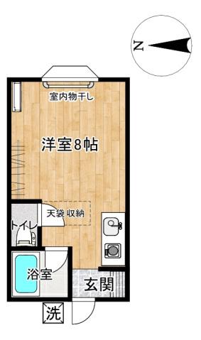 アトムハイツII(ワンルーム/1階)の間取り写真