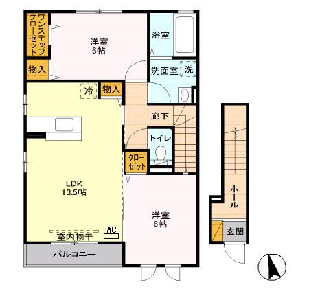 プライマリーコートF(2LDK/2階)の間取り写真