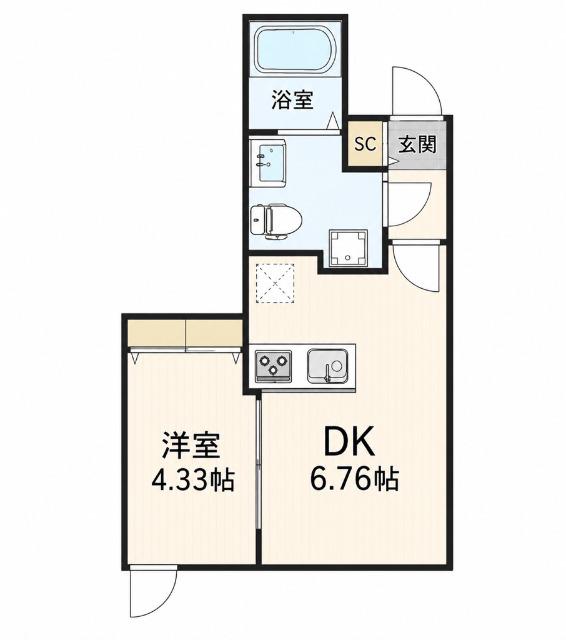 ヴランドール葛西(1DK/2階)の間取り写真