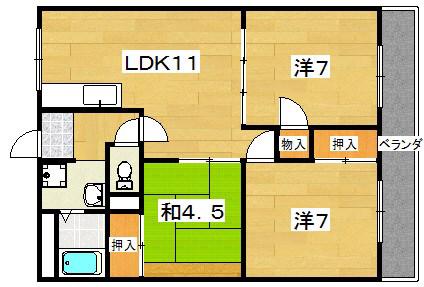 サンファーストウエダ(3LDK/1階)の間取り写真