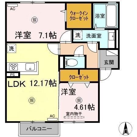 D-ROOM桜 II棟(2LDK/2階)の間取り写真