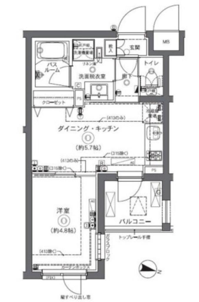 ズーム中野坂上(1DK/1階)の間取り写真