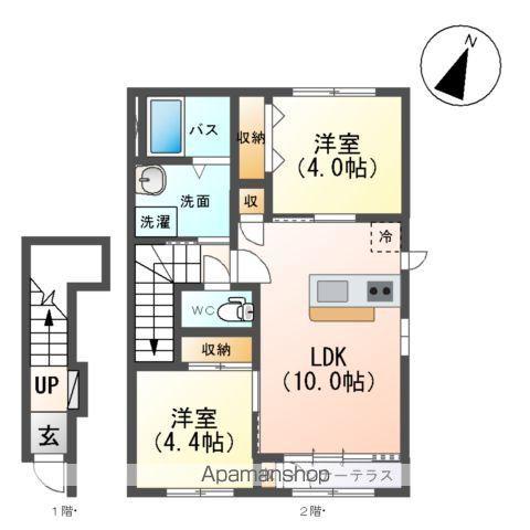 美田園3丁目アパート工事(2LDK/2階)の間取り写真