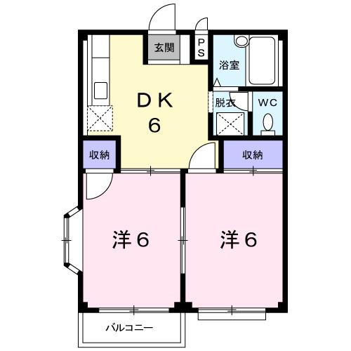 グリーンハイツD(2DK/2階)の間取り写真