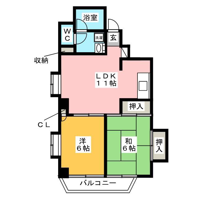 グリーンヒル文京(2LDK/4階)の間取り写真