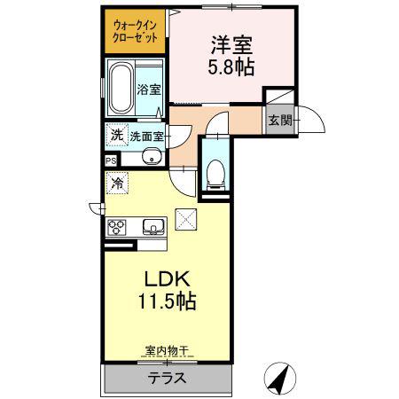 コンフィデンスK.S合志(1LDK/1階)の間取り写真