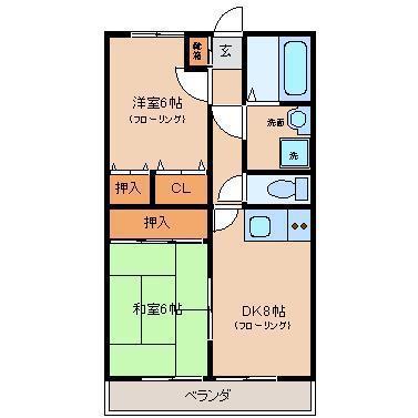 ファンタジーハウス(2DK/4階)の間取り写真