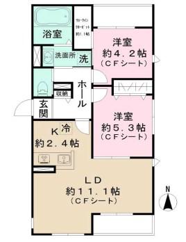 セリジェ 中野(2LDK/1階)の間取り写真