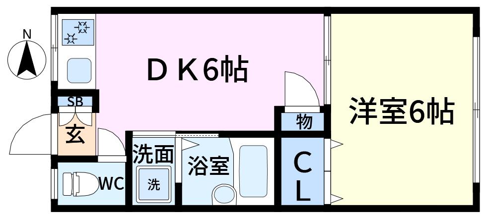 第二東葉荘(1DK/1階)の間取り写真