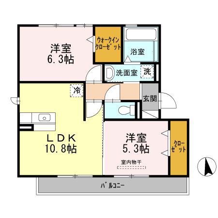 アコルト・シェーン(2LDK/2階)の間取り写真