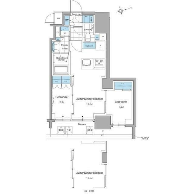 ルフォンプログレ本郷三丁目 部屋番号0705(2LDK/7階)の間取り写真